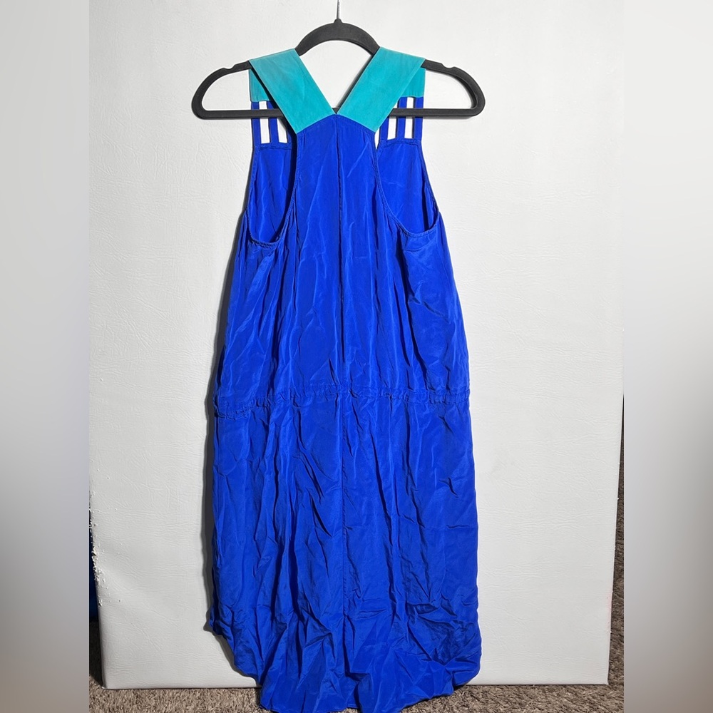 Michelle Mason 100% Silk High Low Blue Dress View 5